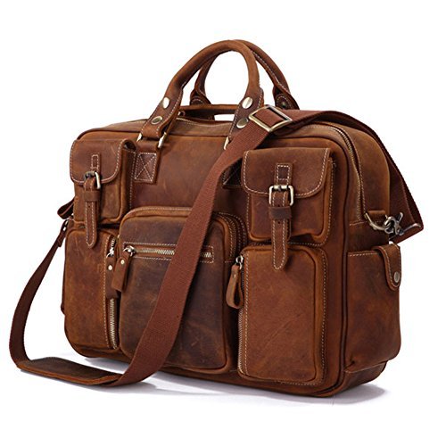 Buy Koolertron Rare Crazy Horse Leather Men's Briefcase Laptop Bag ...